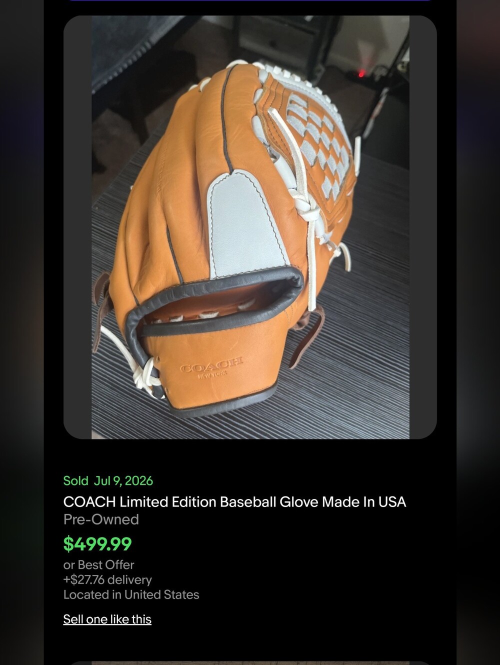 Exclusive Coach Leather Baseball Glove Hazelnut, Sold Out Since 2022 - Picture 12 of 14